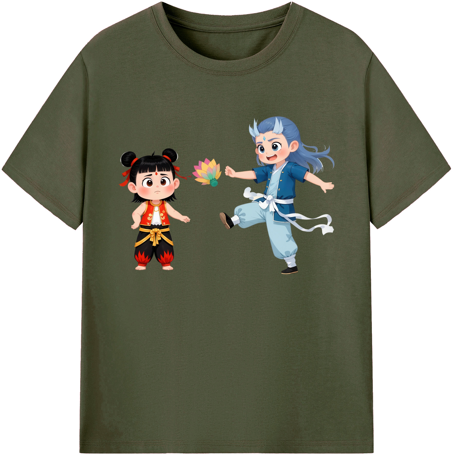 （画像用） Ne Zha 2 ナタ 魔童の大暴れ 綿100％ メンズ半袖Tシャツ｜肌触りやわらか＆通気性